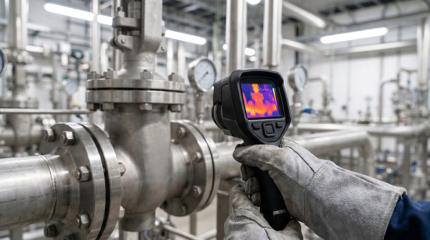 Vue en coupe d'un carter de réducteur industriel dans un espace restreint montrant des zones de chaleur accumulée sans ventilation
